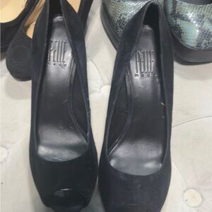 Pelle Moda Black Peep-Toe Heels